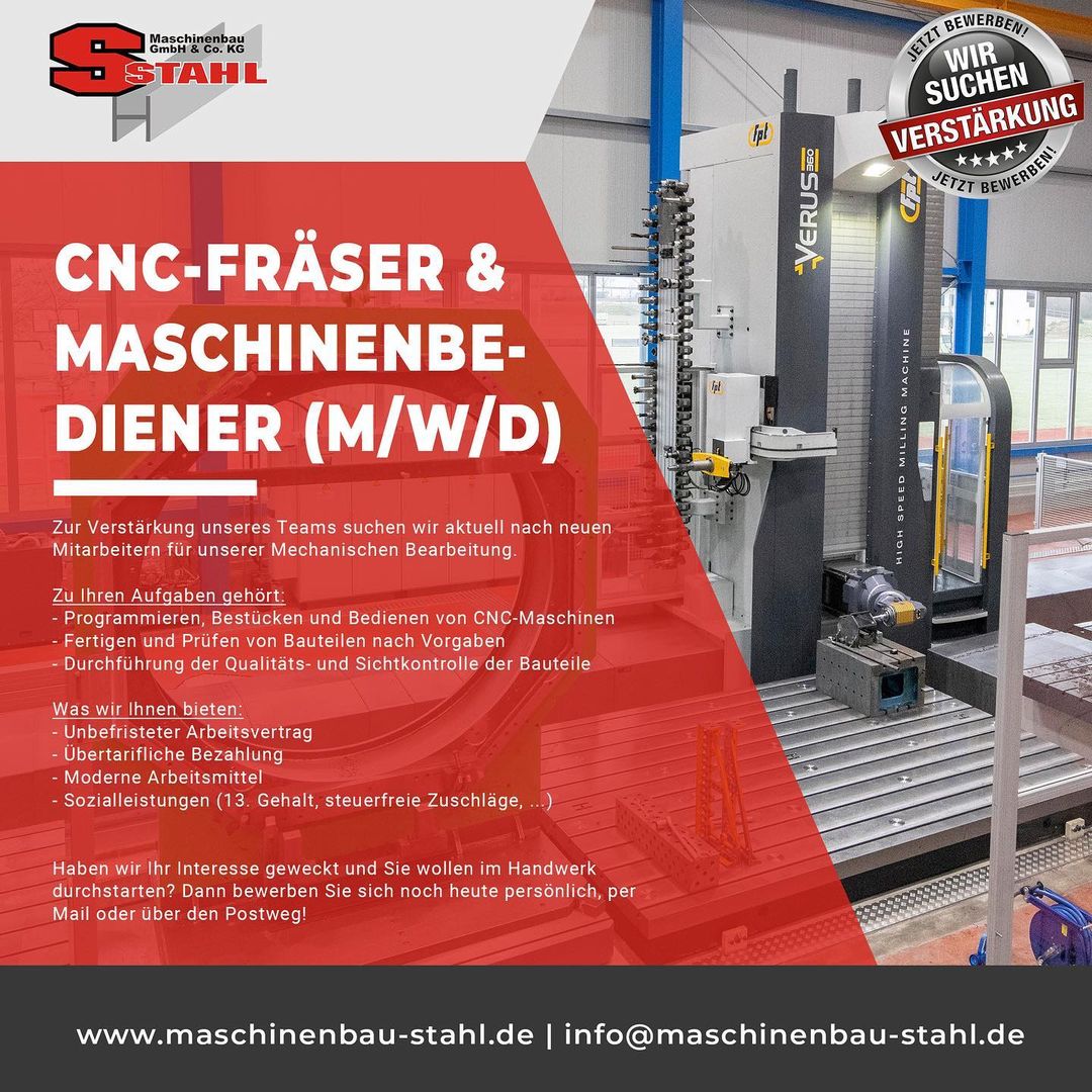 Stellenanzeige CNC-Fräser & Maschinenbediener